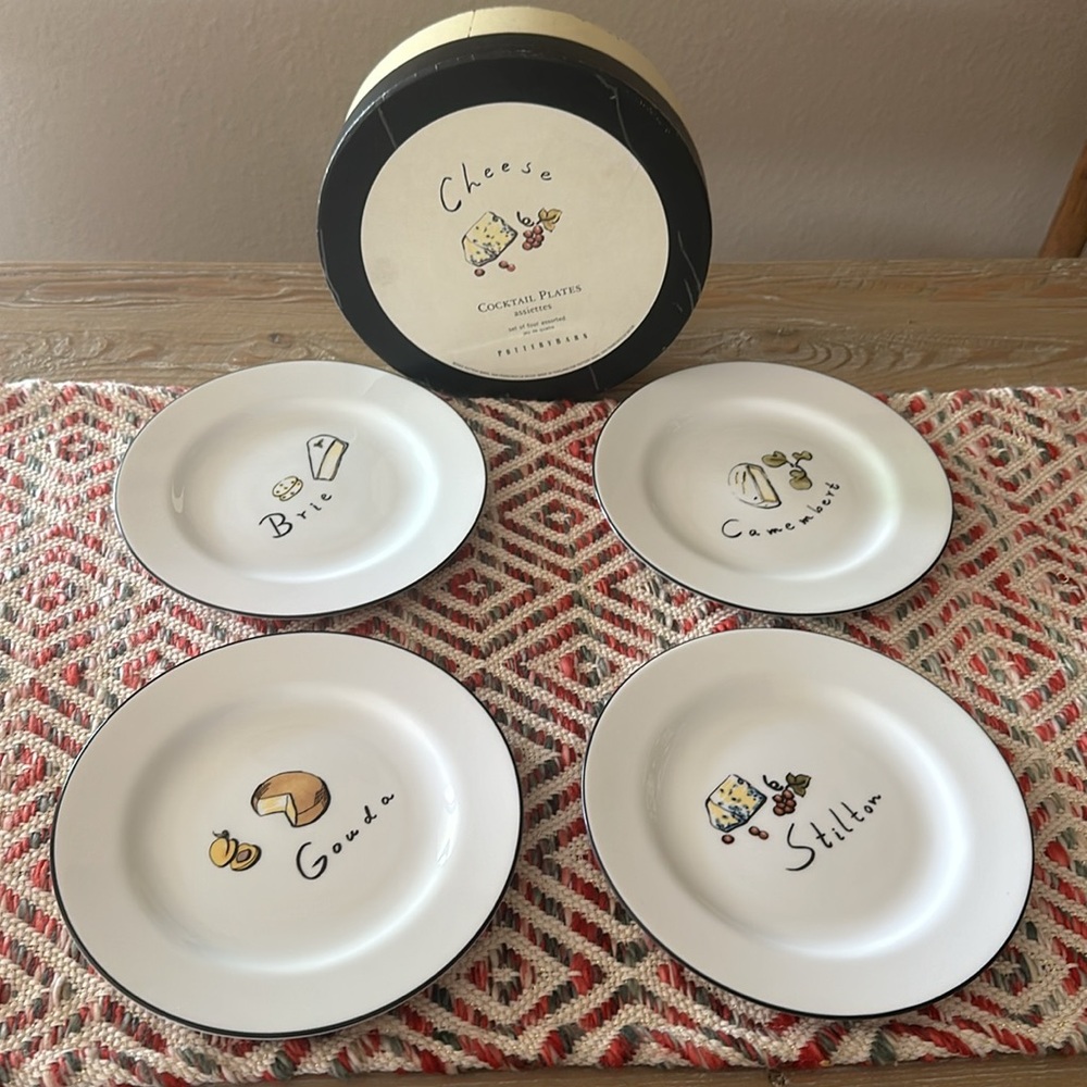 Pottery Barn Cocktail Plates “Cheese”